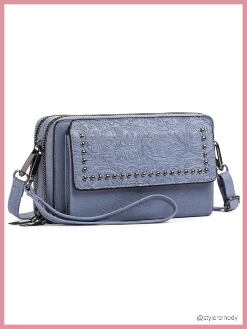 PU Leather Crossbody Bag Wallet Wristlet with Phone Pocket Adjustable Strap